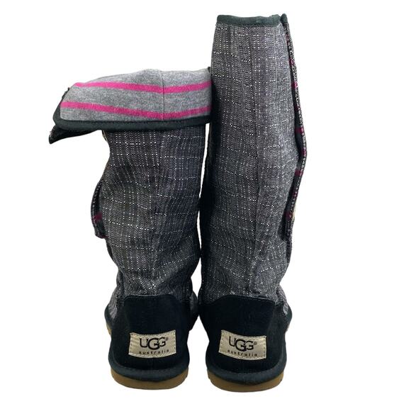 UGG Women’s Lo Pro Button Down Flannel Grey Denim Boot Size US 6 - Picture 8 of 10